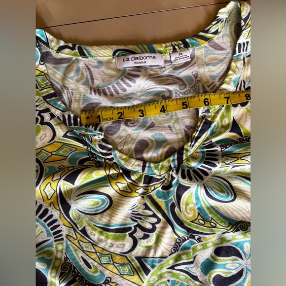 Liz Claiborne Womens Blouse 3X Sheer Multicolor Lightweight Pleated Front cotton - Picture 5 of 9